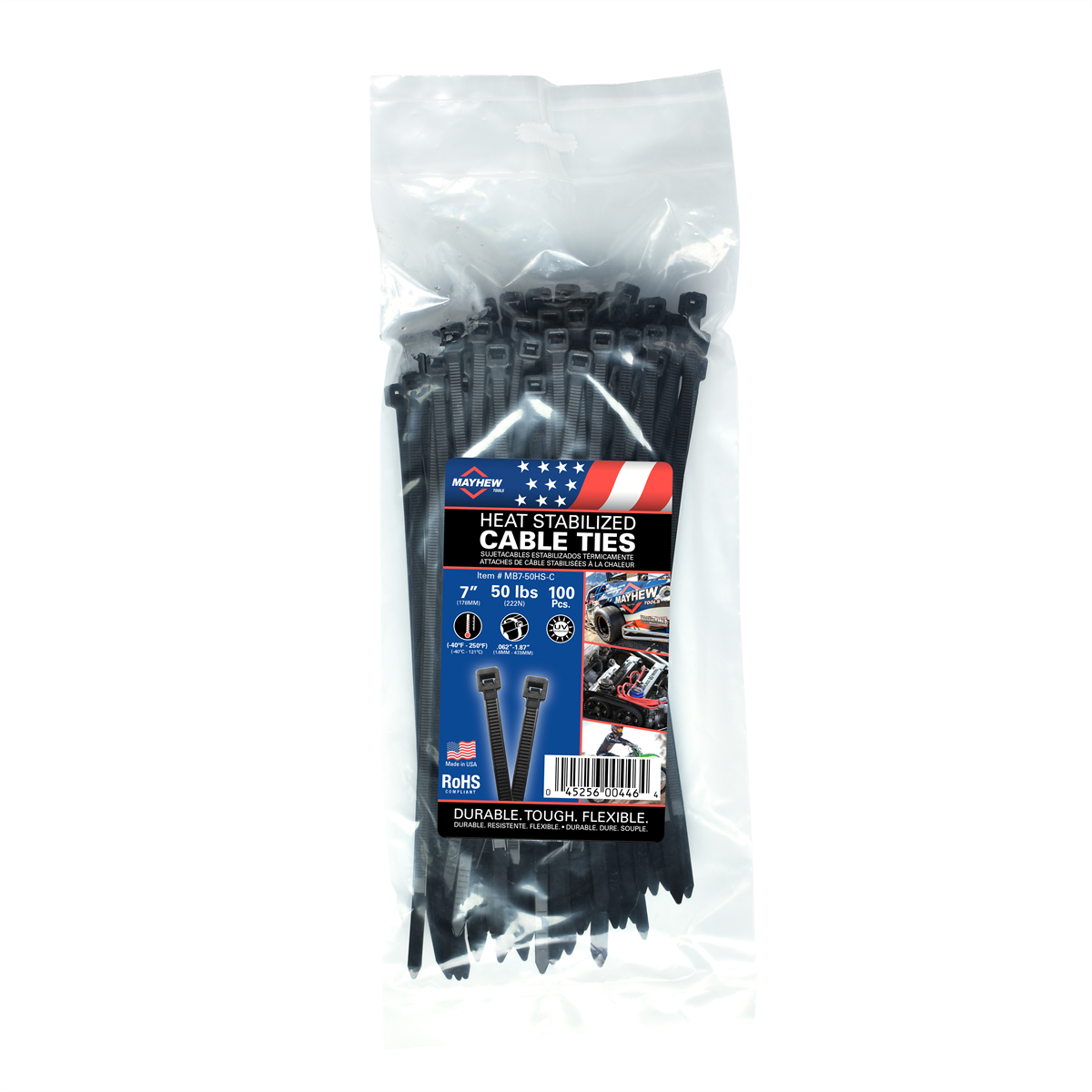 Mayhew 7" 50 lbs Heat Stable Cable Ties 100/Bag