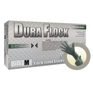 Microflex DURA FLOCK 8 MIL FLOCK-LINED GREEN NITRILE GLOVE SMALL