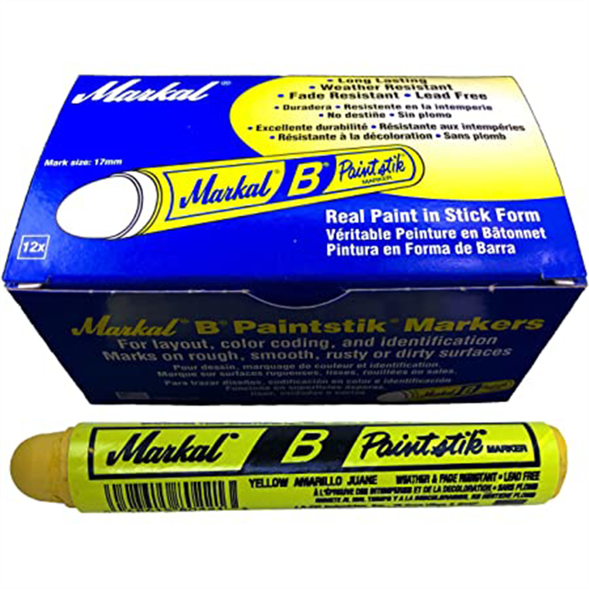 Markal / Laco Paintstik B, Yellow Solid Paint Marker (12/box, 144/cs)