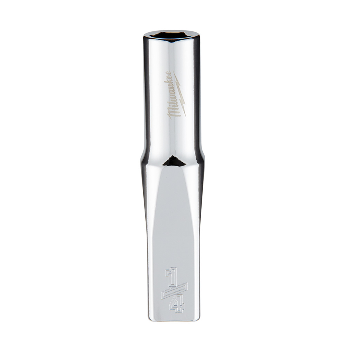Milwaukee Tool 1/4" Drive 1/4" SAE 6-Point Deep Socket with FOUR FLAT Sides, Vanadium Steel, Chrome