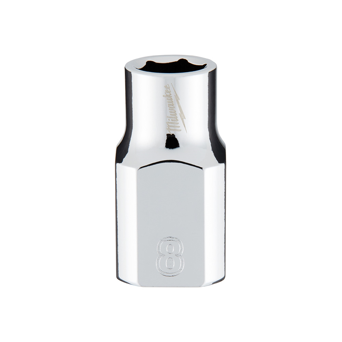 Milwaukee Tool 3/8" Drive 8mm Metric 6-Point Socket with FOUR FLAT Sides, Vanadium Steel, Chrome