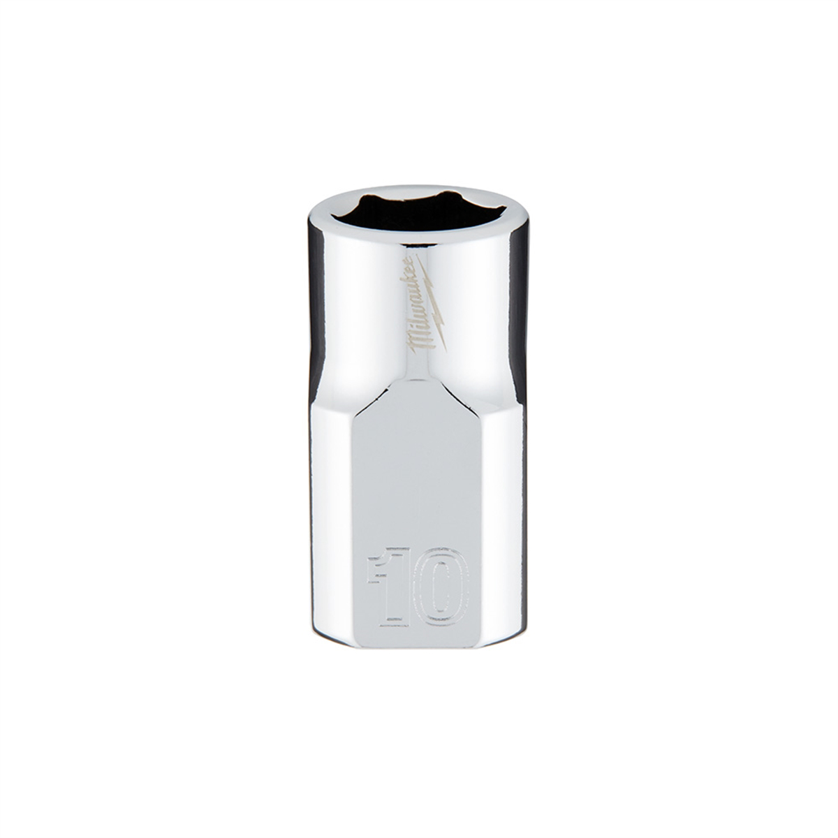 Milwaukee Tool 3/8" Drive 10mm Metric 6-Point Socket with FOUR FLAT Sides, Vanadium Steel, Chrome