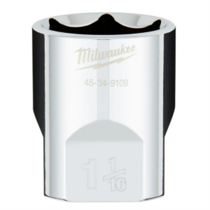 Milwaukee Tool 1/2" Drive 1-1/16" SAE  6-Point Socket with FOUR FLAT Sides, Vanadium Steel, Chrome