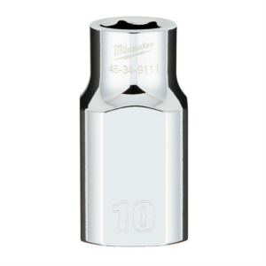 Milwaukee Tool 1/2" Drive10MM Metric 6-Point Socket with FOUR FLAT Sides, Vanadium Steel, Chrome