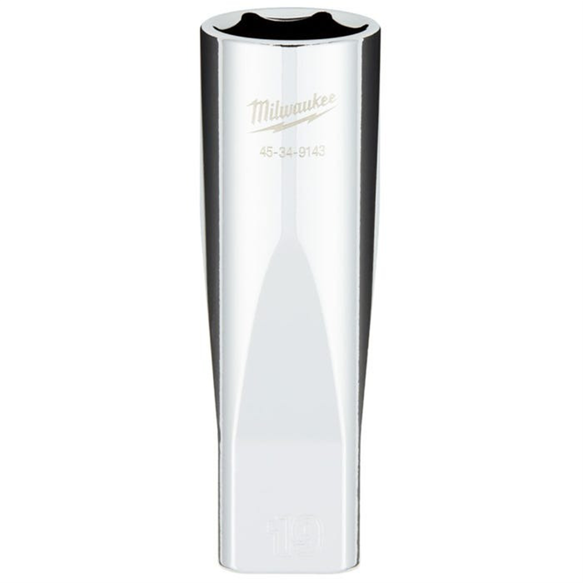 Milwaukee Tool 1/2" Drive 19MM Metric 6-Point Deep Socket with FOUR FLAT Sides, Vanadium Steel, Chrome