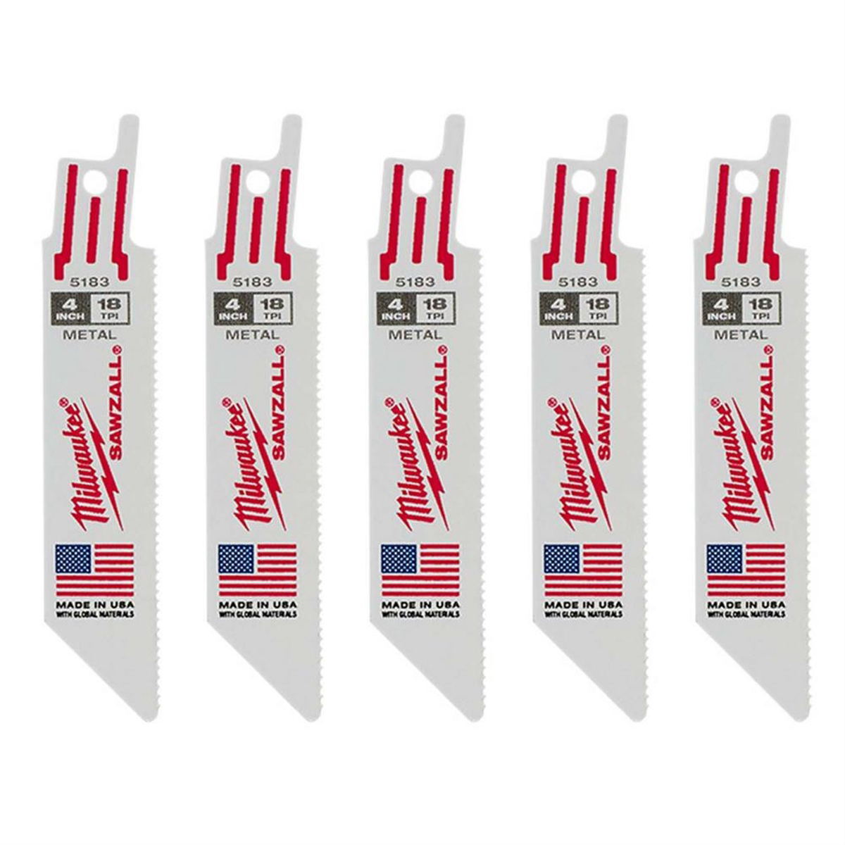 Milwaukee Tool 4" 18 TPI SAWZALL Blades (5 Pk)