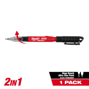 Milwaukee Tool INKZALL 2IN1 Deep Reach Ultra Fine Point Black Jobsite Marker