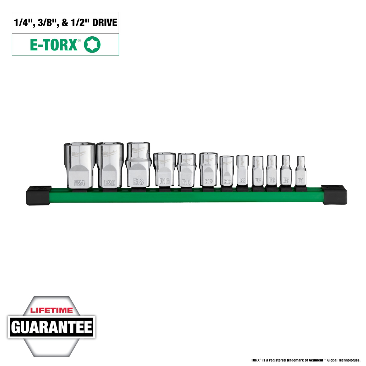 Milwaukee Tool 12pc 1/4 inch, 3/8 inch, and 1/2 inch Drive External TORX Socket Set