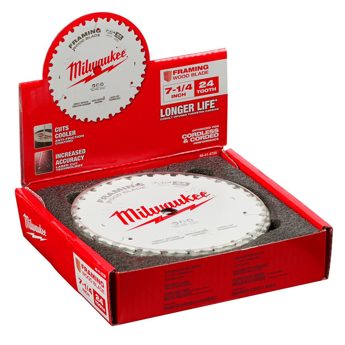Milwaukee Tool 48-40-0720 7-1/4 Inch 24T Framing Circular Saw Blade - 1 Blade