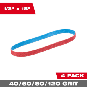 Milwaukee Tool 1/2&rdquo; x 18&rdquo; 40/60/80/120 Grit Bandfile Belts &hyphen; 4 pack variety