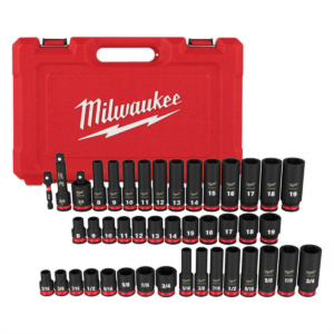 Milwaukee Tool 43PC SHOCKWAVE Impact Duty 3/8" Drive SAE & Metric Deep 6 Point Socket Set