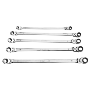 Mountain Ratcheting Wrench Set 5 Piece Metric Double Box Universal Spline Reversible 90 Tooth Long Flexible