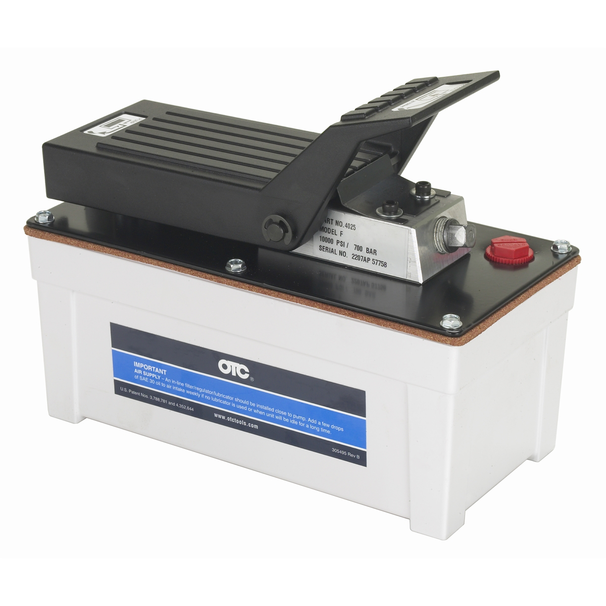 OTC Hand/Foot Operated 10000 PSI Air/Hydraulic Pump in Metal Reservoir